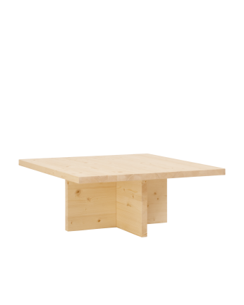 Quadratischer Massivholz-Couchtisch in Naturton von 80x80cm.
