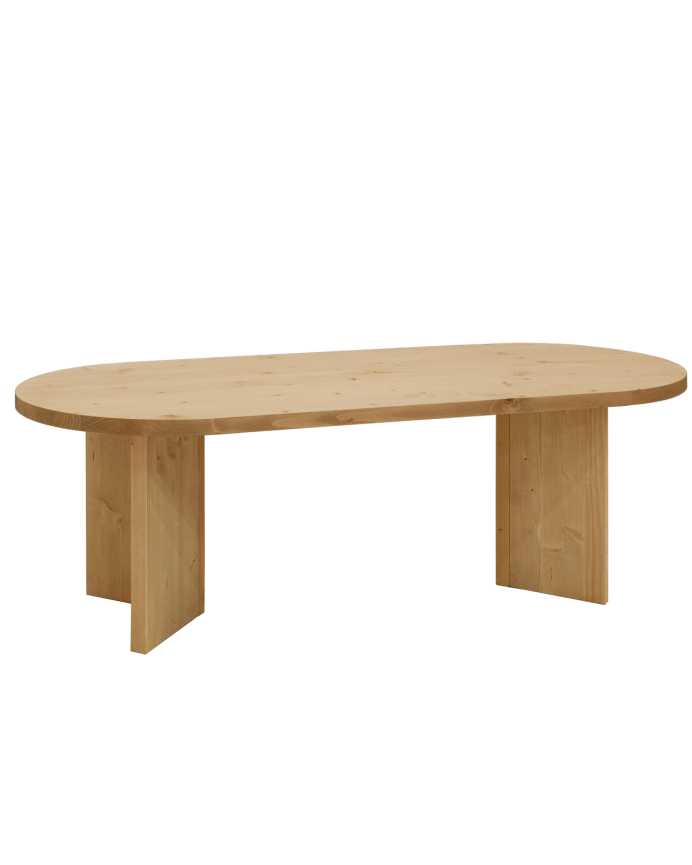 Massiver Couchtisch aus Eichenholz in mittlerem Eichenton von 120 cm.