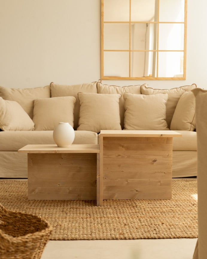Couchtisch Aus Massivholz, 44,6x100cm
