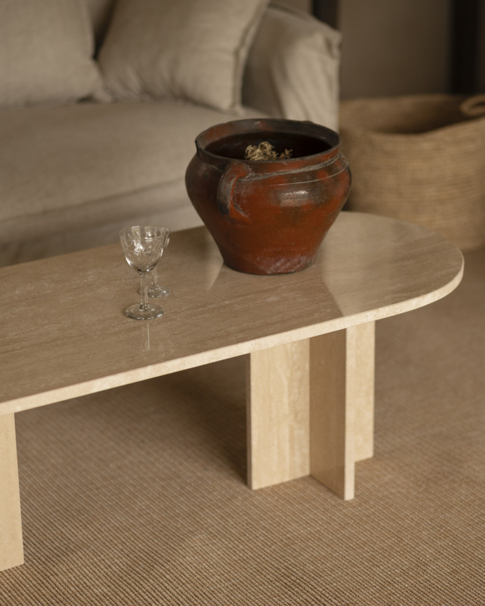 Travertin Marmor Couchtisch 120x50 cm