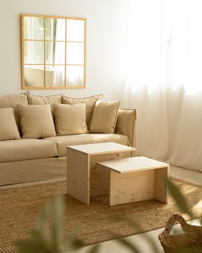 Couchtisch Aus Massivholz, 44,6x100cm