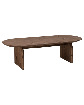 Ovaler Massivholz-Couchtisch in Nussbaumfarben in verschiedenen Größen.