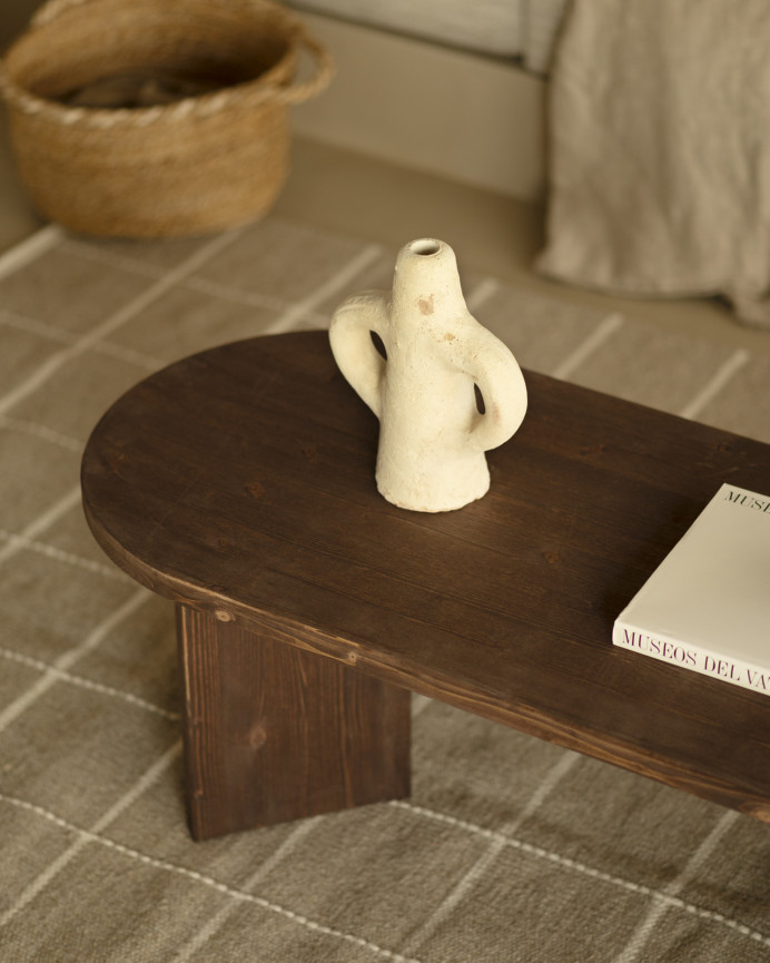 Massiver Holz-Couchtisch in Nussbaumfarbe, 120 cm.
