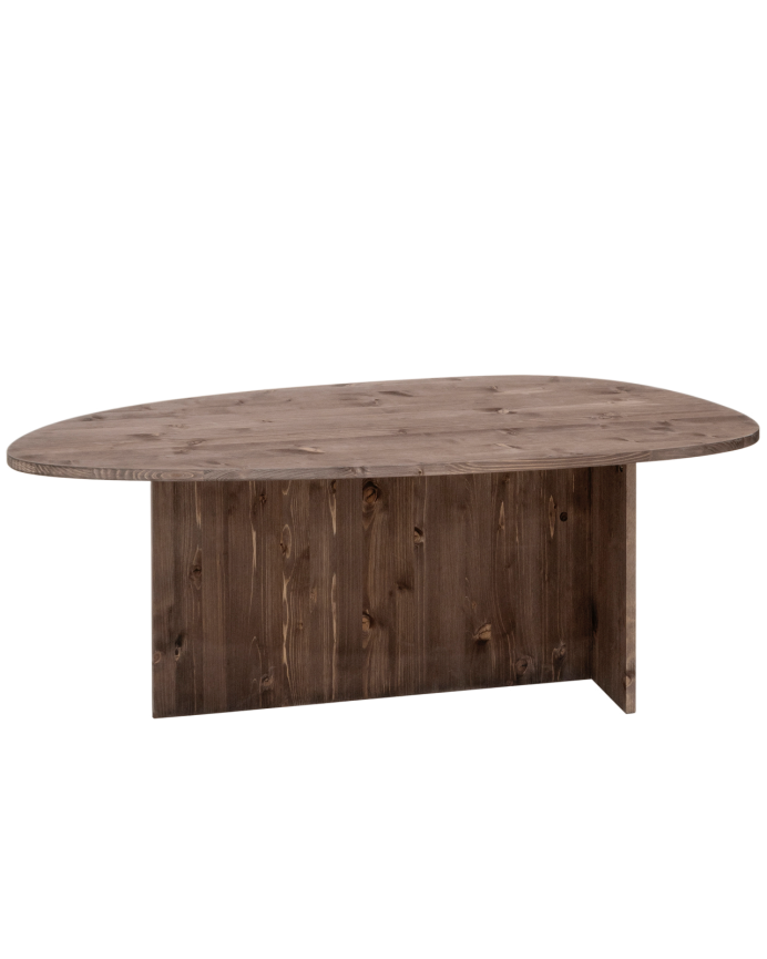 Massiver Nussbaum-Couchtisch in 129 cm Größe.