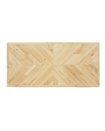 Massiver ethnisch gestalteter Holzkopfteil in naturbelassenem Ton von 80x165cm