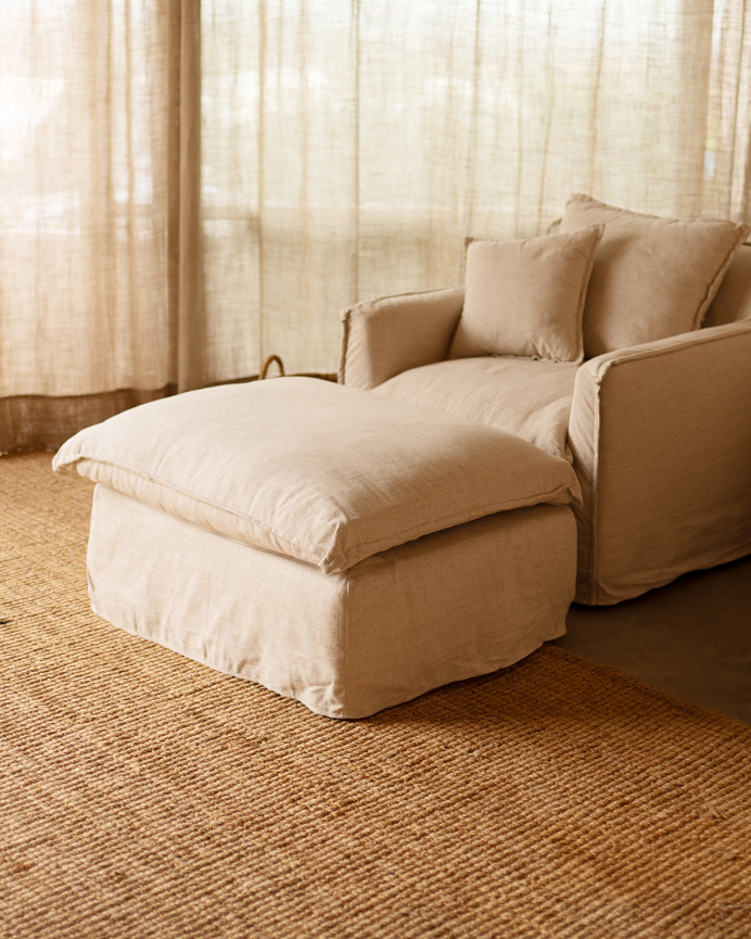 Bezug für Pouf Aus Baumwolle und Leinen, 46x92cm