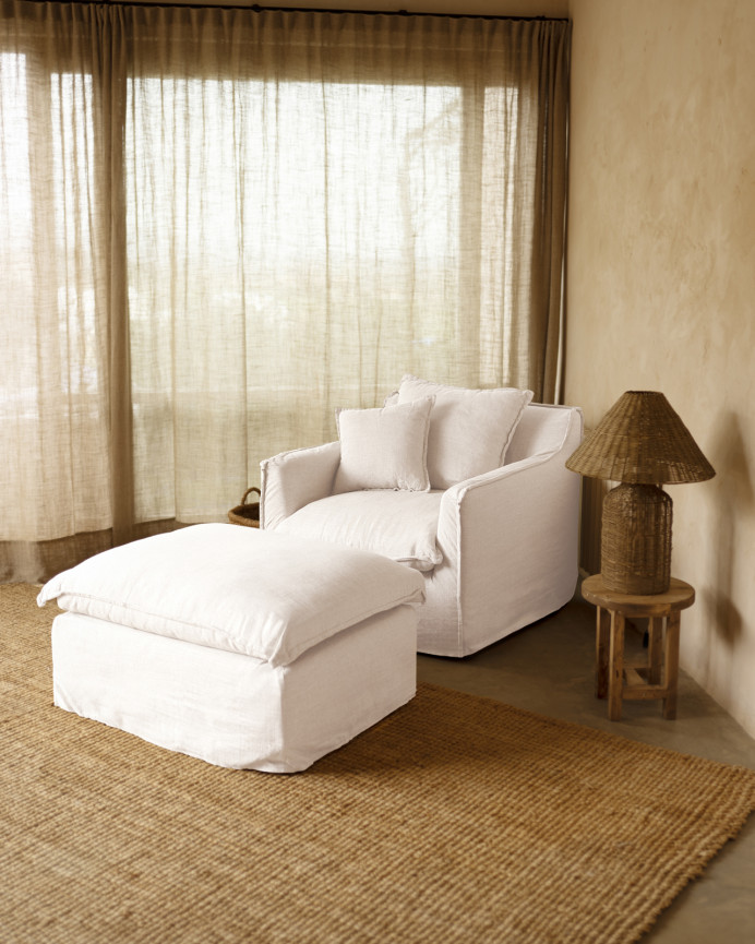 Bezug für Pouf Aus Baumwolle und Leinen, 46x92cm
