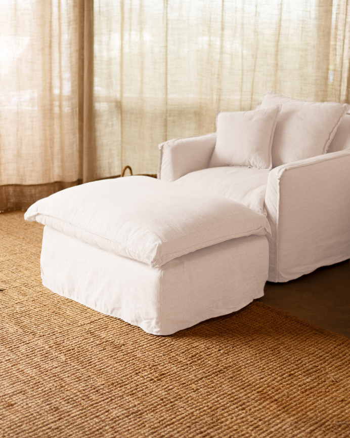 Bezug für Pouf Aus Baumwolle und Leinen, 46x92cm