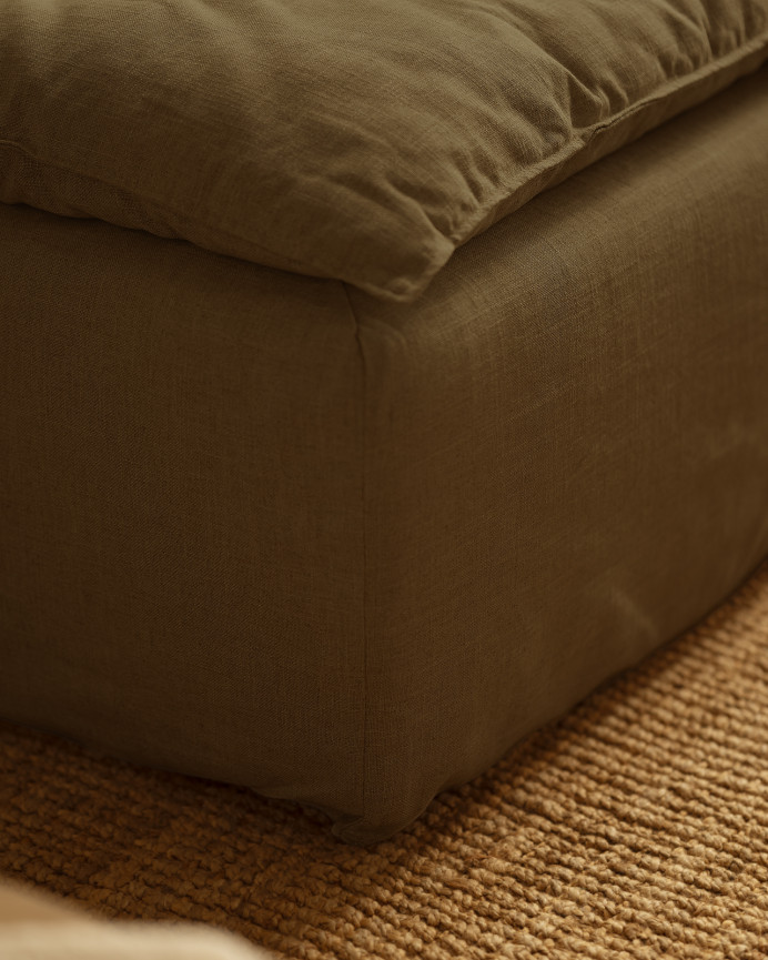 Bezug für Pouf Aus Baumwolle und Leinen, 54x87cm