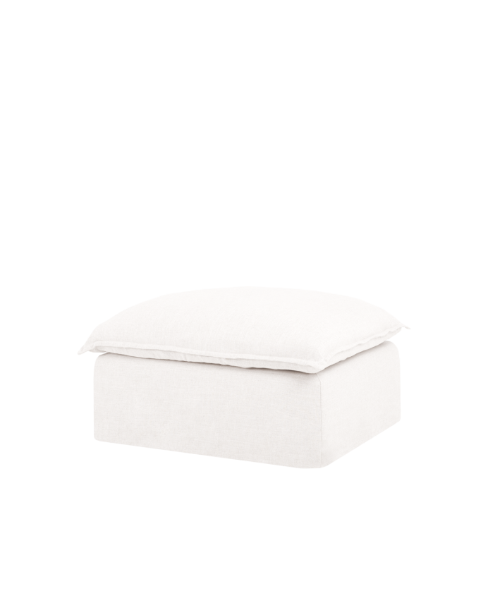 Puf de algodón y lino desenfundable tono blanco de 90x72cm
