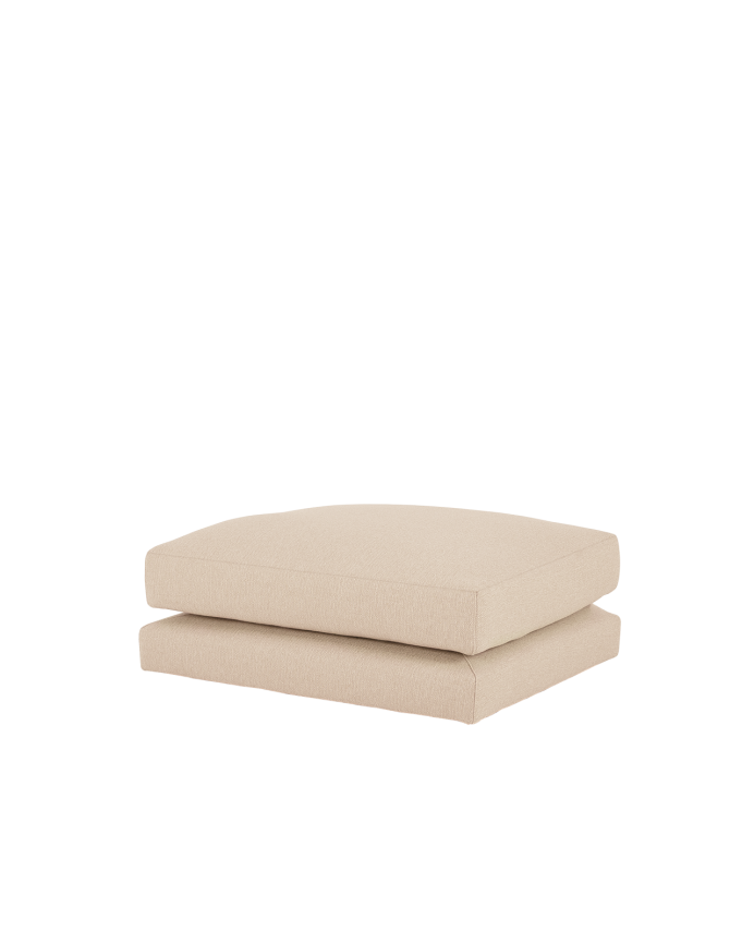 Beigefarbener Pouf mit den Maßen 96x80cm.
