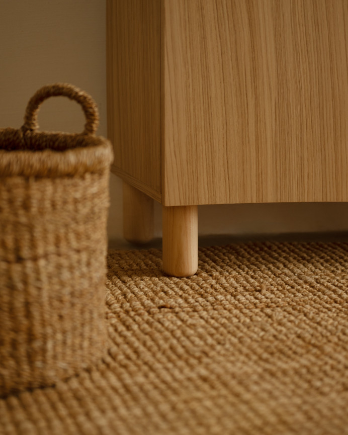 Aparador con 3 puertas de chapa de madera de roble natural de 160x40cm