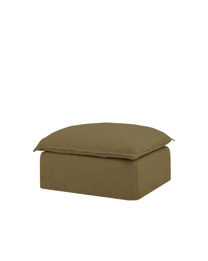Pouf aus abnehmbarem grünem Baumwoll- und Leinenbezug, 90x72cm.