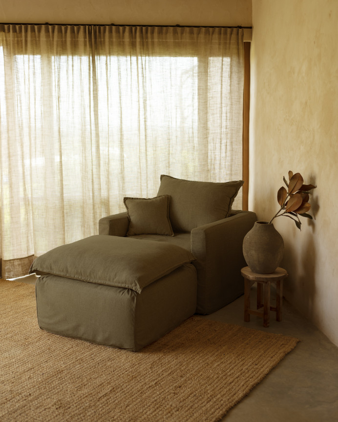 Bezug für Pouf Aus Baumwolle und Leinen, 46x92cm