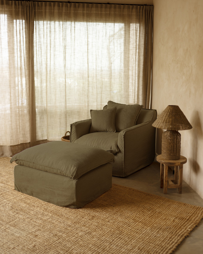 Bezug für Pouf Aus Baumwolle und Leinen, 46x92cm