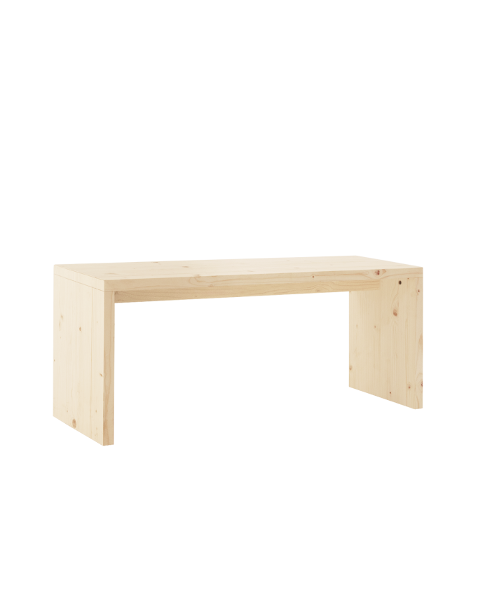 Massiver Holz-Couchtisch in Naturfarbe, 110x45x35cm.