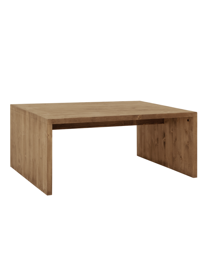 Massiver Couchtisch aus dunkler Eiche im Maß 110x45x74cm.
