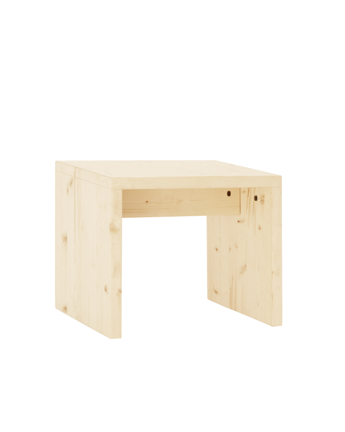 Tisch / Hocker aus Massivholz in Naturtönen, 45x50cm.
