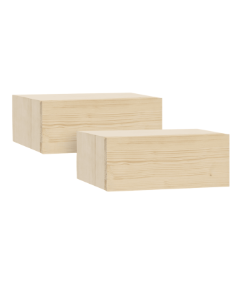 Zweierpack schwebender massiver Holz-Nachttische in Naturton, 40 cm.