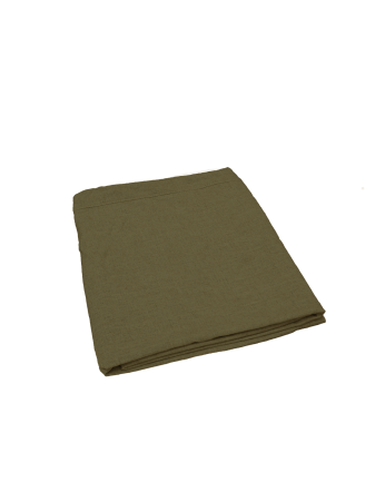 Funda de sofá modular de 3 plazas con chaise longue izquierdo de algodón y lino desenfundable tono verde de 285x185cm