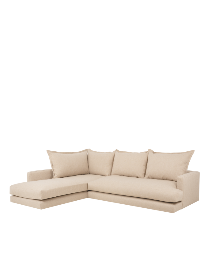 Sofa mit beigem Chaiselongue links in verschiedenen Größen
