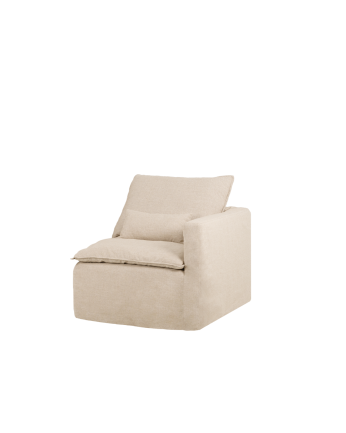 Módulo de algodón y lino con reposabrazos derecho desenfundable tono beige de 97x96cm