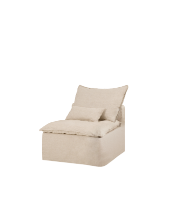 Baumwoll- und Leinenmodul ohne Armlehne, abnehmbarer beige Farbton von 86x96 cm.