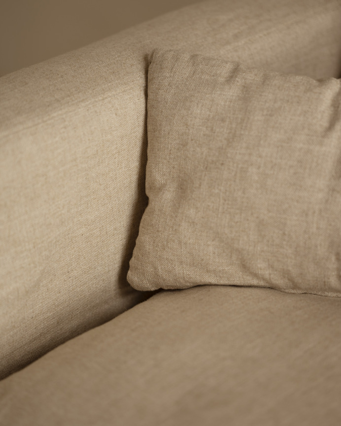 Modulares gerades Sofa aus Baumwolle und Leinen in Beige, abnehmbar, Maße 196x96 cm