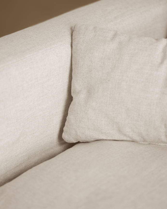 Modulares, gerade geschnittenes Sofa aus abnehmbarem Baumwoll- und Leinenbezug in Weiß, 196x96 cm.