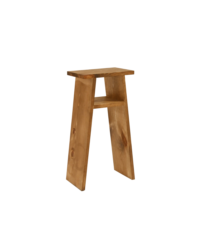 Tisch aus Massivholz in dunkler Eiche gefertigt, 60x20 cm.