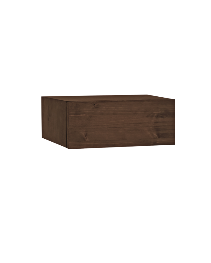 Nachttisch aus massivem Holz in Walnussfarbe, schwimmend, 40cm.