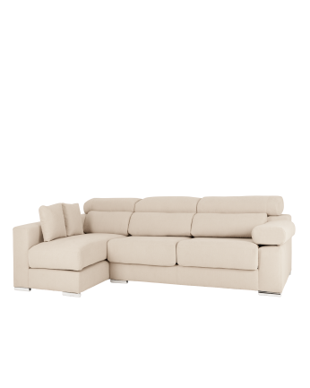 Sofa mit Chaiselongue in Beigefarbe in verschiedenen Größen.