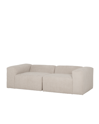 Zweiteiliges Bouclé-Sofa in hellgrauer Farbe, 240x110 cm.