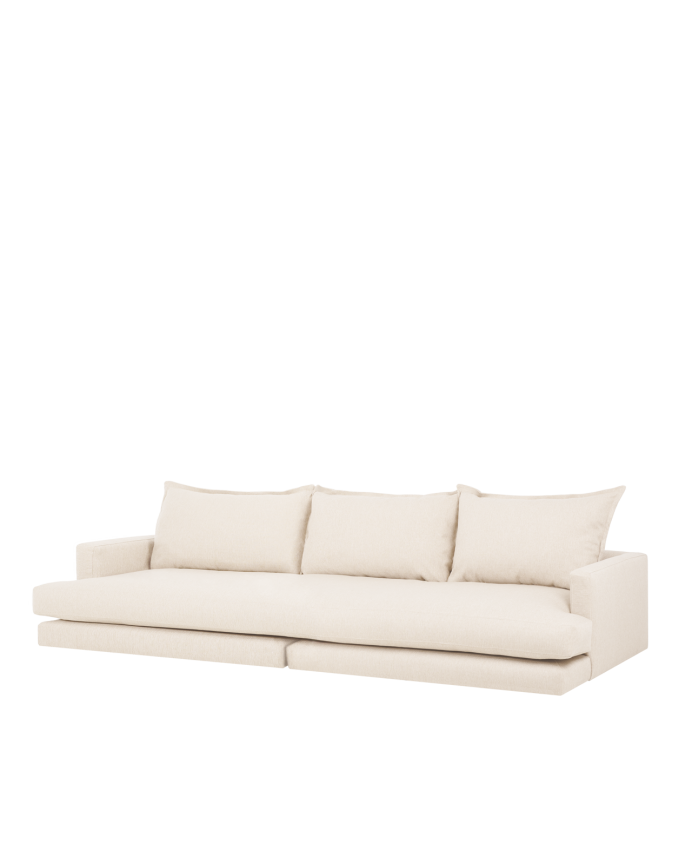Gerades Sofa in gebrochenem Weiß, Maße 325x105 cm.