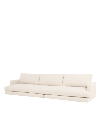 Gerade weiße cremefarbene Sofa, 325x105cm.