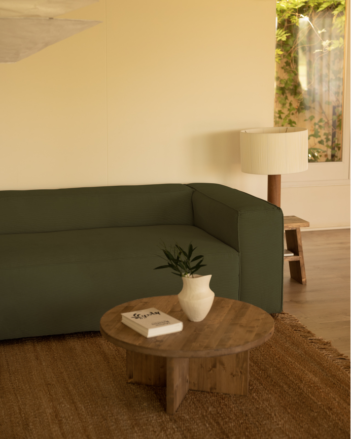 Sofa mit grünem Samt-Chaiselongue in verschiedenen Größen