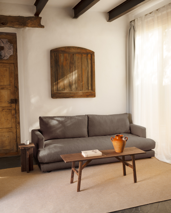 Gerades Sofa in dunkelgrauem Farbton, 216 cm lang
