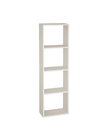 Holzregal in beige mit 3 lackierten Regalen.