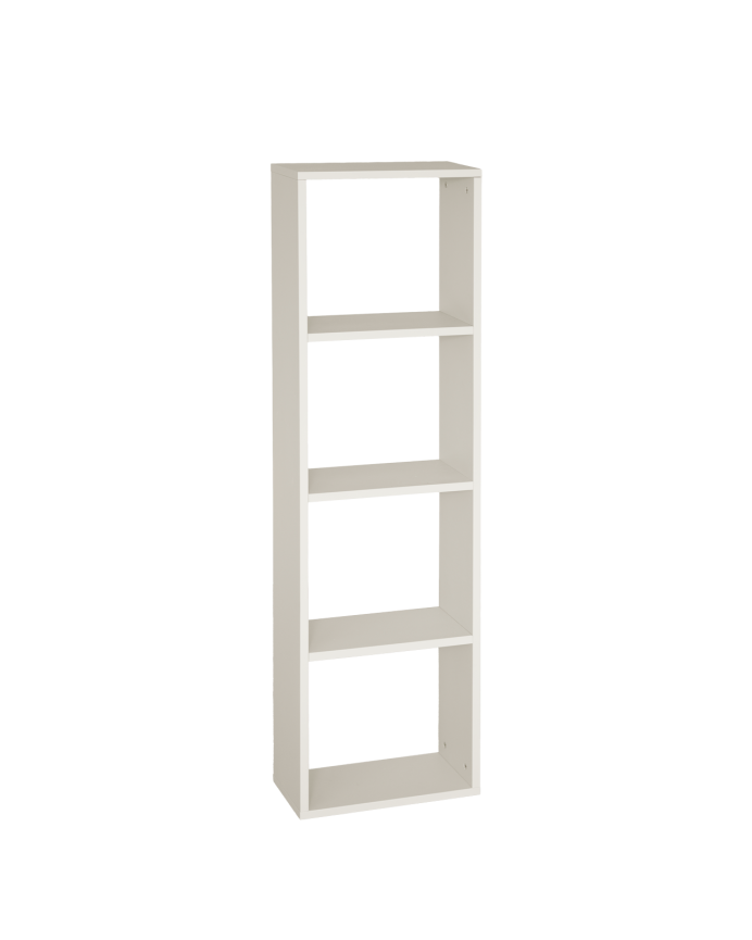 Holzregal in beige mit 3 lackierten Regalen.