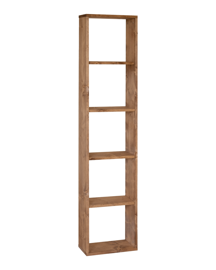 Estanteria de madera maciza en tono roble oscuro con 4 estantes