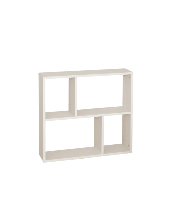 Mueble auxiliar de madera lacada en tono beige con 1 estante y 2 separadores