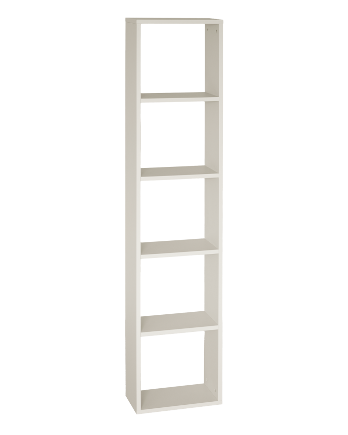 Regal aus beige lackiertem Holz mit 4 Regalfächern.