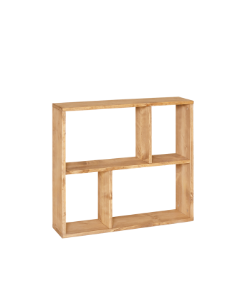 Mueble auxiliar de madera maciza en tono roble medio con 1 estante y 2 separadores