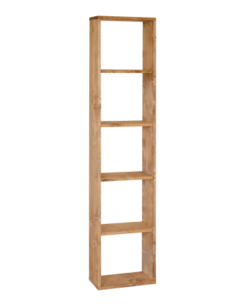 Estanteria de madera maciza en tono roble medio con 4 estantes