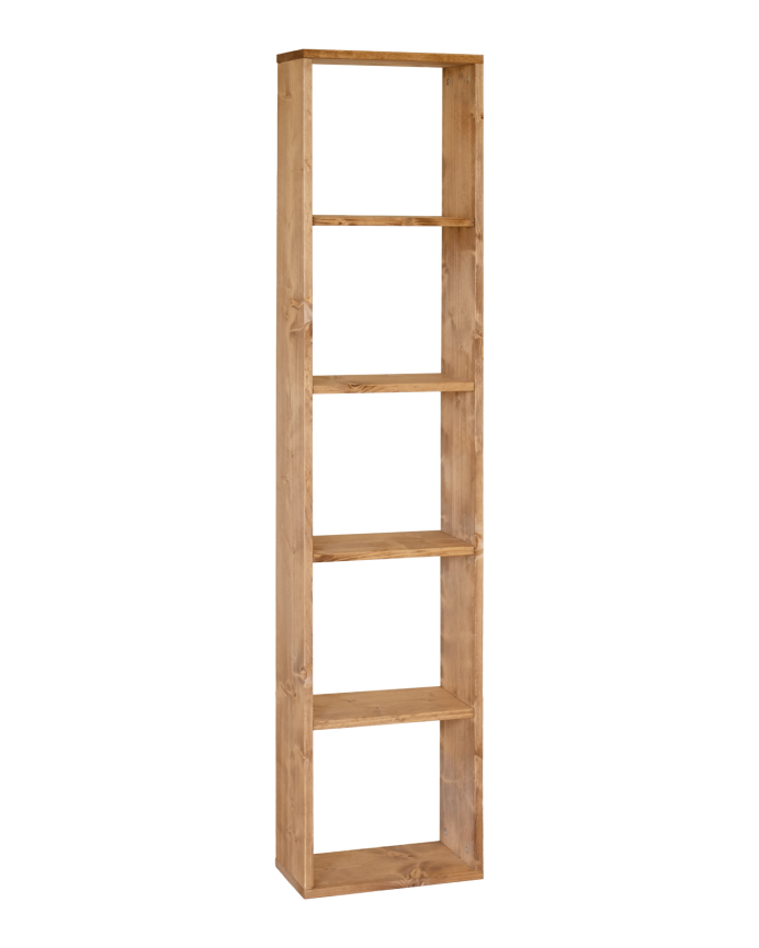 Estanteria de madera maciza en tono roble medio con 4 estantes