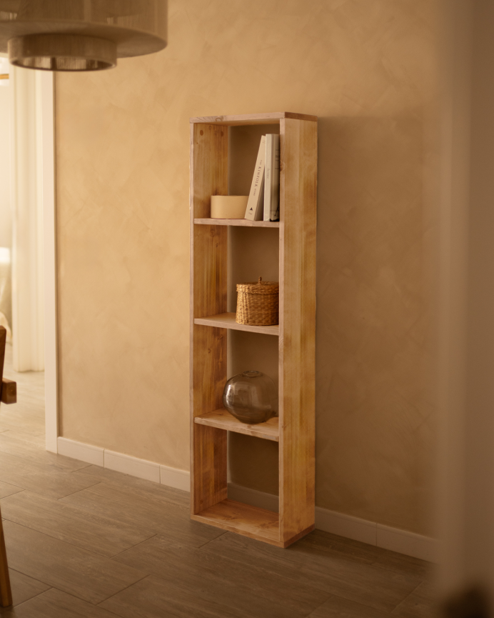 Estanteria de madera maciza en tono roble medio con 3 estantes