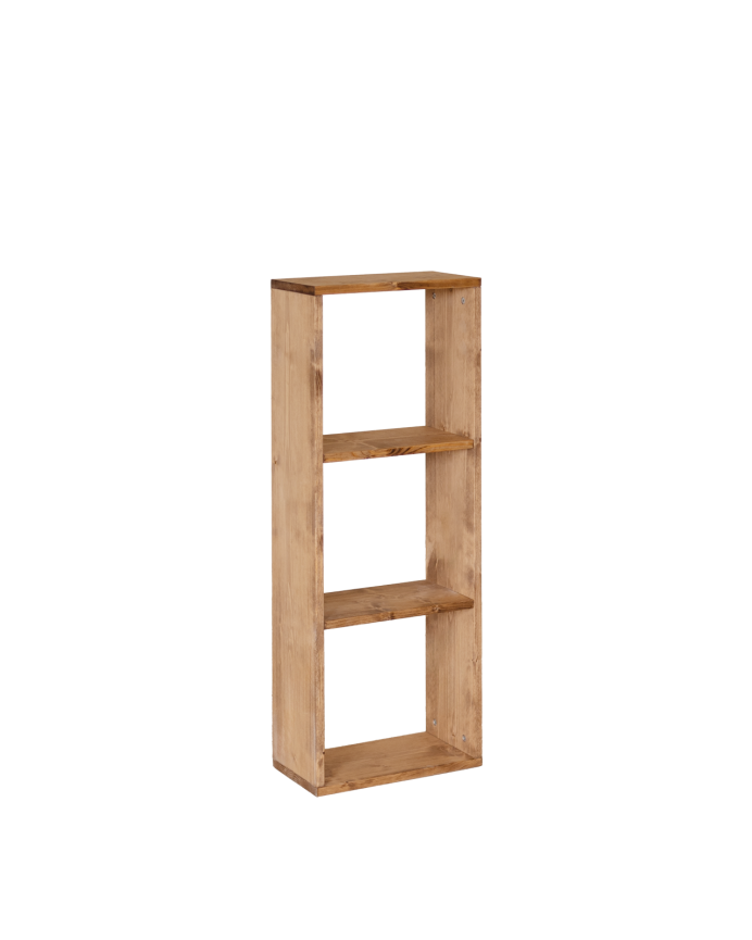 Estanteria de madera maciza en tono roble medio con 2 estantes