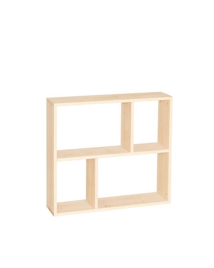 Mueble auxiliar de madera maciza en tono natural con 1 estante y 2 separadores