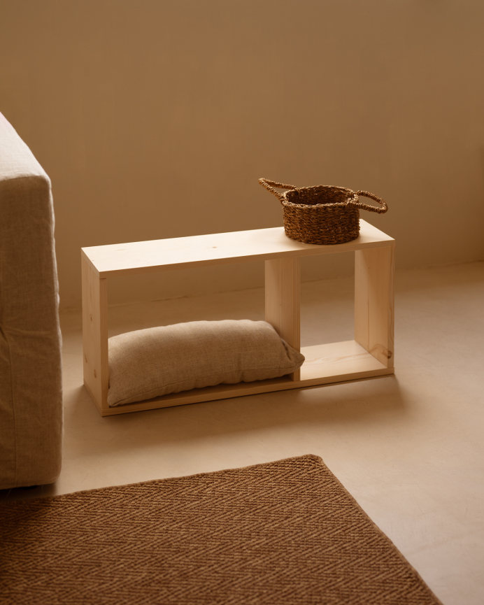 Nebenregal aus Massivholz in Naturton mit 1 Trenner