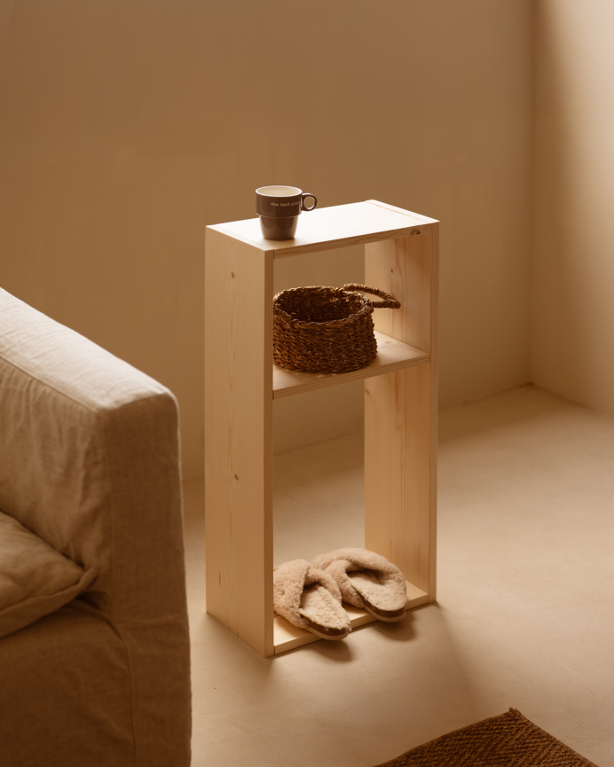 Nebenregal aus Massivholz in Naturton mit 1 Trenner